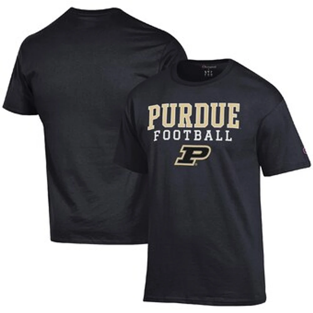 Men's Champion Black Purdue Boilermakers Football Stack T-Shirt