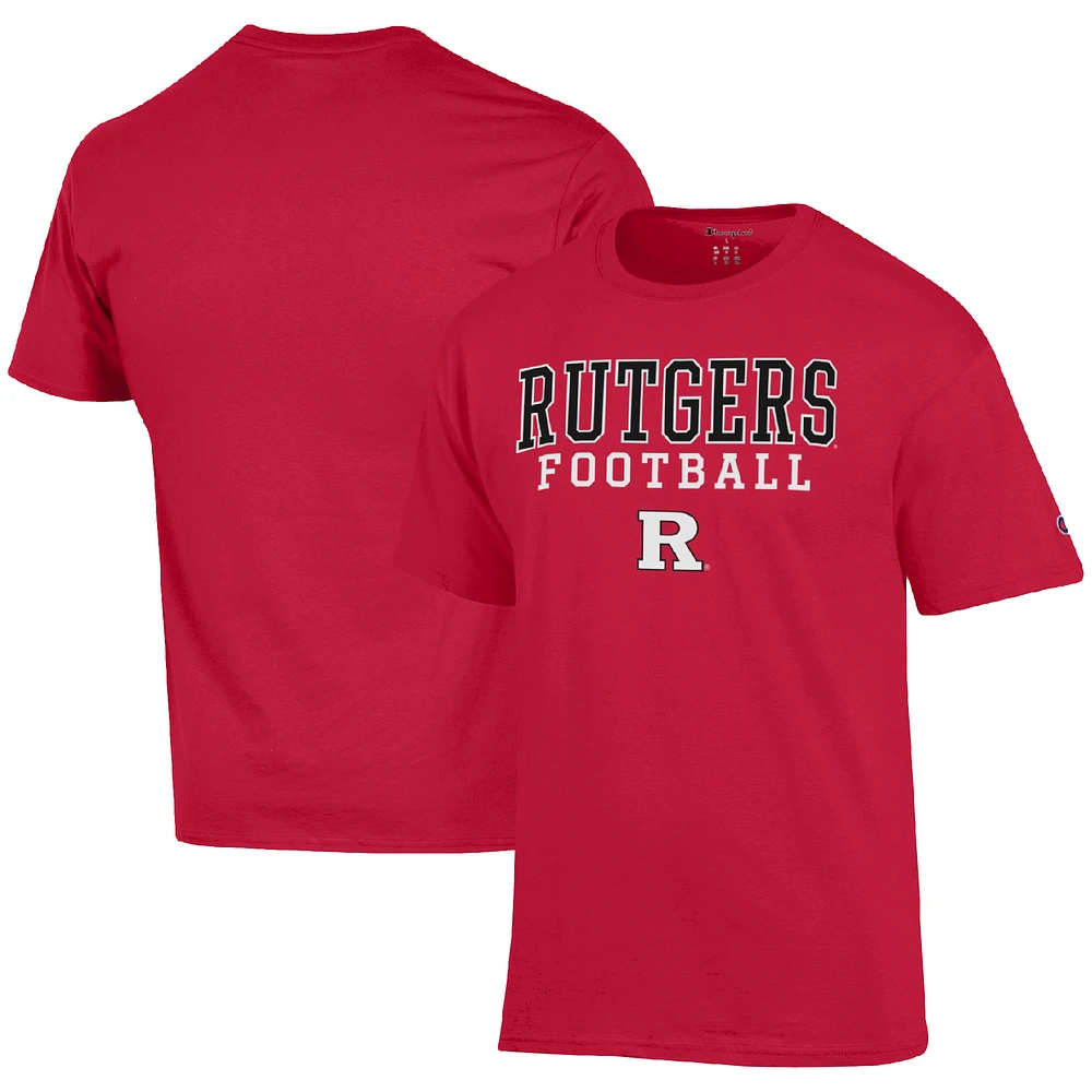 Men's Champion Scarlet Rutgers Knights Football Stack T-Shirt