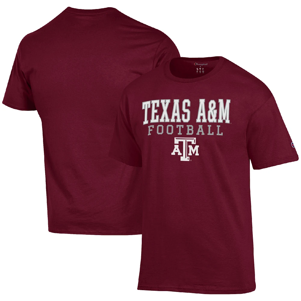 Men's Champion Maroon Texas A&M Aggies Football Stack T-Shirt