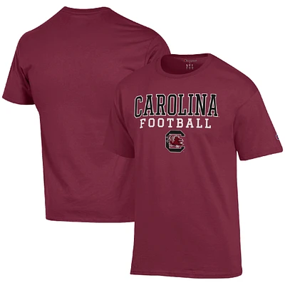 Men's Champion Garnet South Carolina Gamecocks Football Stack T-Shirt