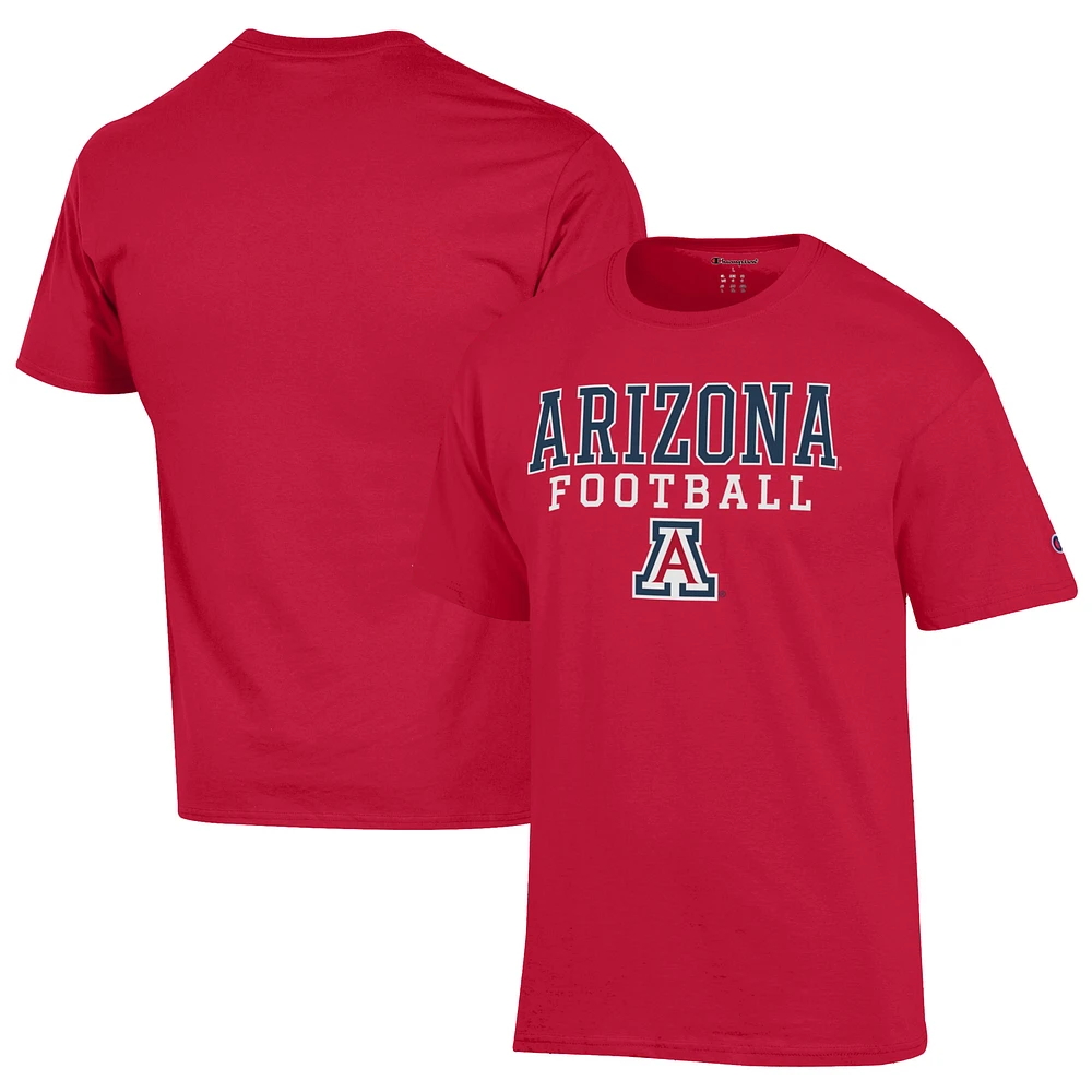 Men's Champion Red Arizona Wildcats Football Stack T-Shirt