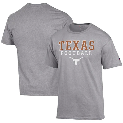Men's Champion Heather Gray Texas Longhorns Football Stack T-Shirt