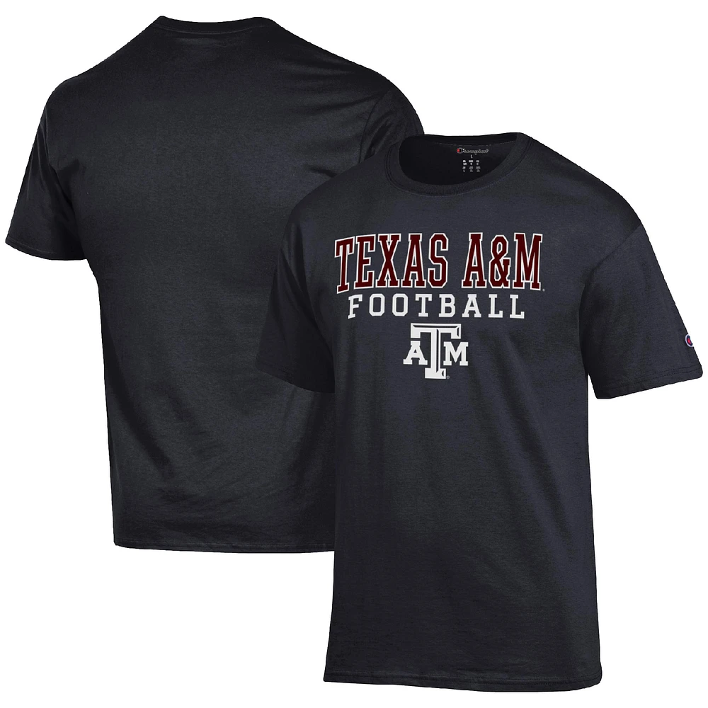 Men's Champion Black Texas A&M Aggies Football Stack T-Shirt