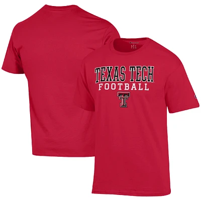 Men's Champion Red Texas Tech Raiders Football Stack T-Shirt