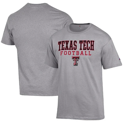 Men's Champion Heather Gray Texas Tech Red Raiders Football Stack T-Shirt