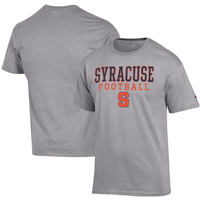 Men's Champion Heather Gray Syracuse Orange Football Stack T-Shirt