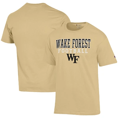Men's Champion Gold Wake Forest Demon Deacons Football Stack T-Shirt
