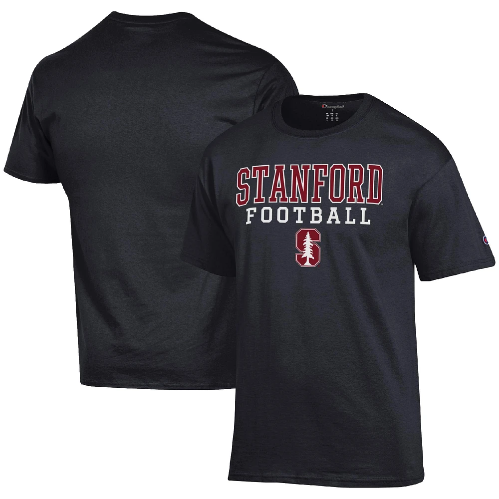 Men's Champion Black Stanford Cardinal Football Stack T-Shirt