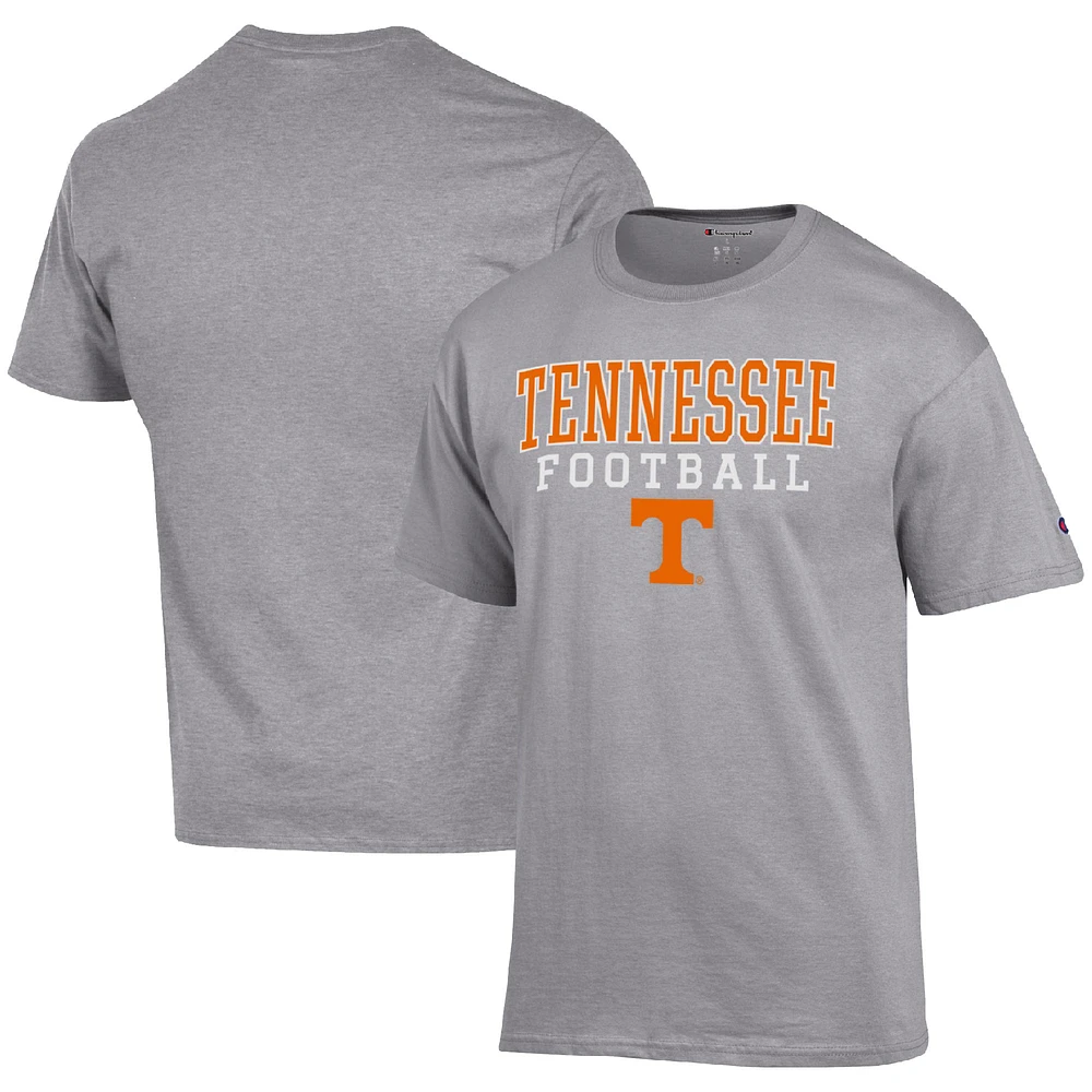 Men's Champion Heather Gray Tennessee Volunteers Football Stack T-Shirt