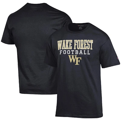 Men's Champion Black Wake Forest Demon Deacons Football Stack T-Shirt