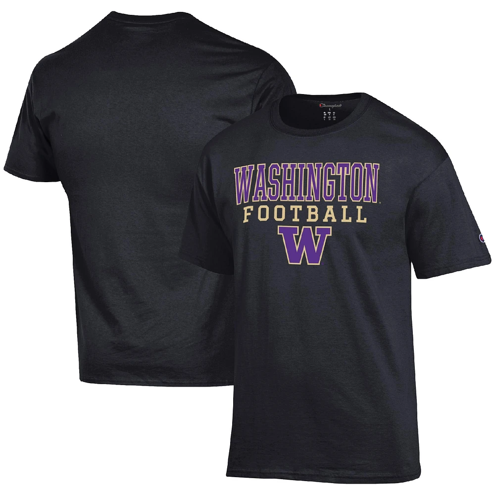 Men's Champion Black Washington Huskies Football Stack T-Shirt