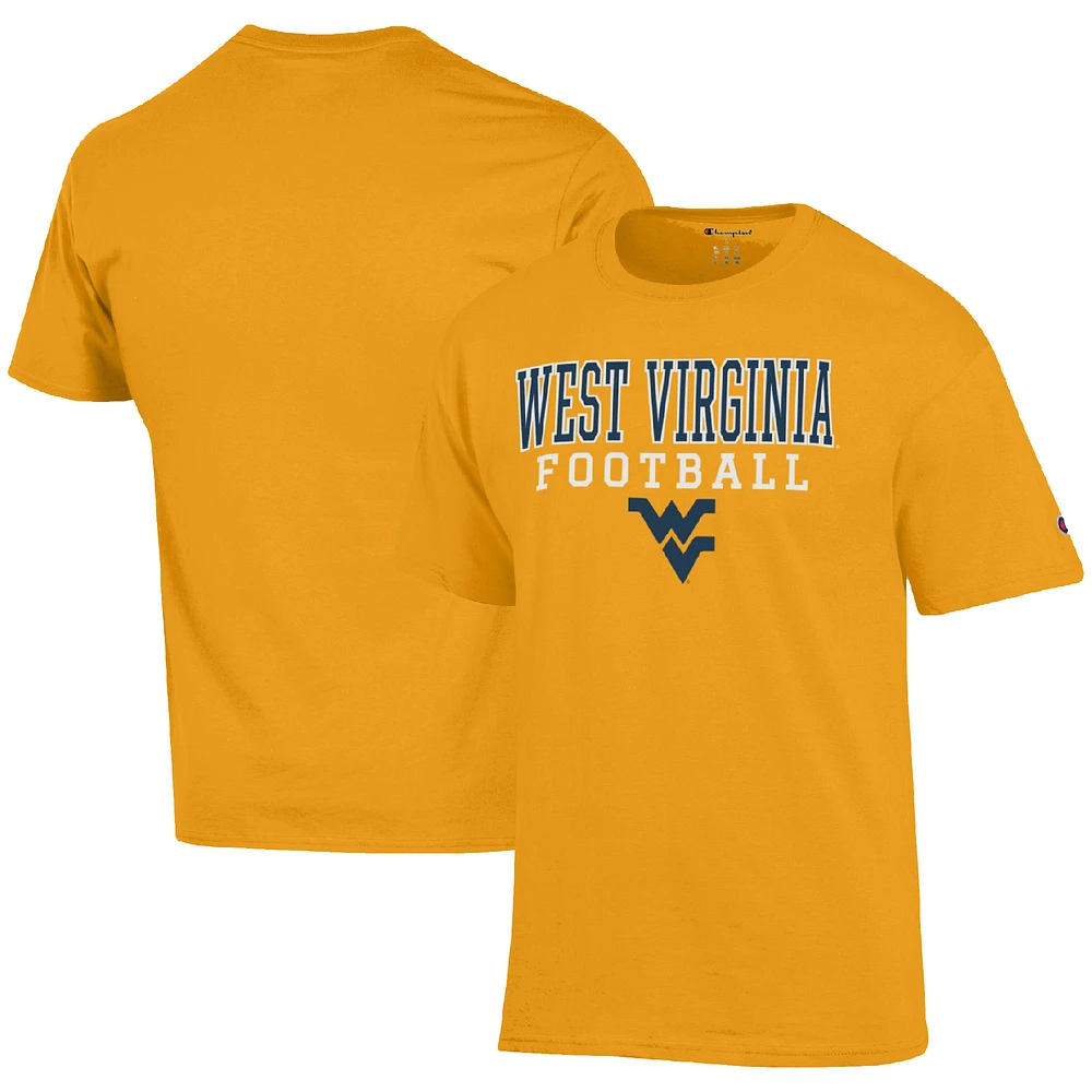 Men's Champion Gold West Virginia Mountaineers Football Stack T-Shirt