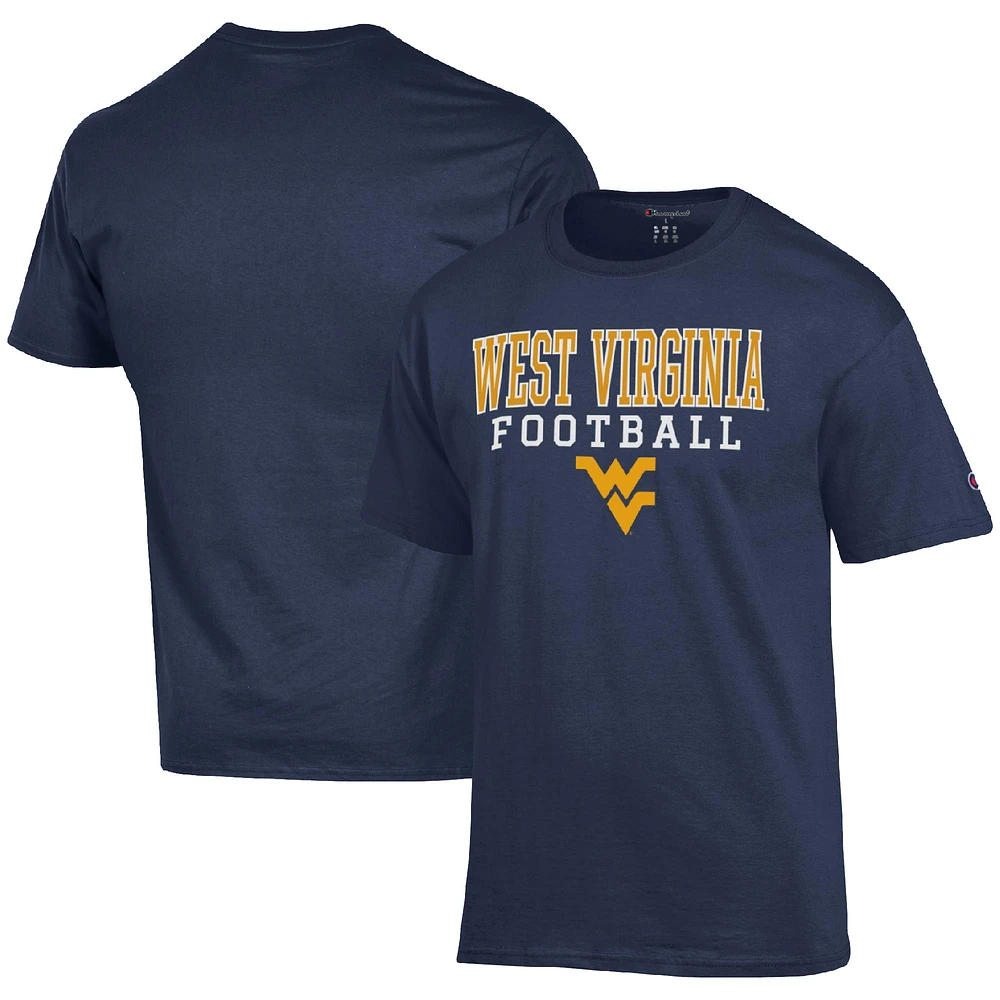 Men's Champion Navy West Virginia Mountaineers Football Stack T-Shirt