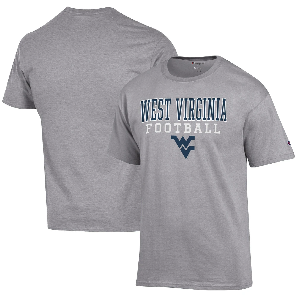 Men's Champion Heather Gray West Virginia Mountaineers Football Stack T-Shirt