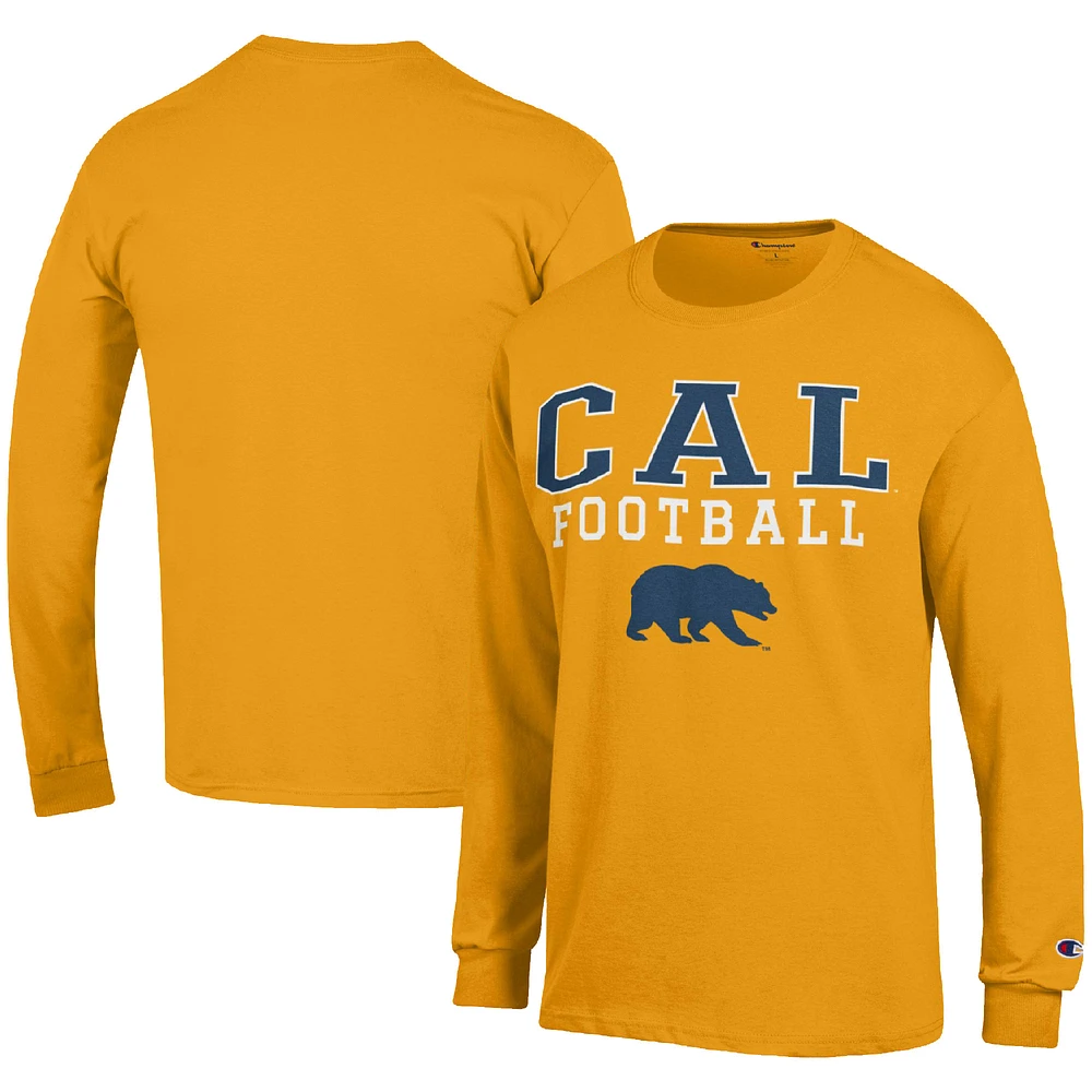 Men's Champion Gold Cal Bears Football Stack Long Sleeve T-Shirt