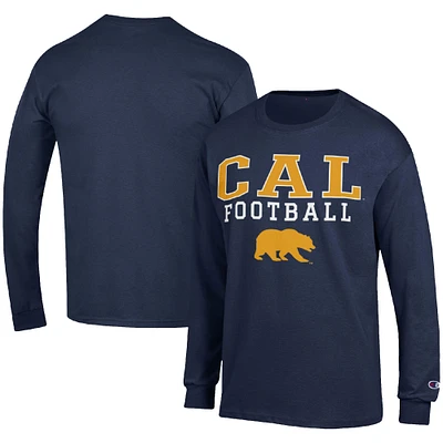 Men's Champion Navy Cal Bears Football Stack Long Sleeve T-Shirt