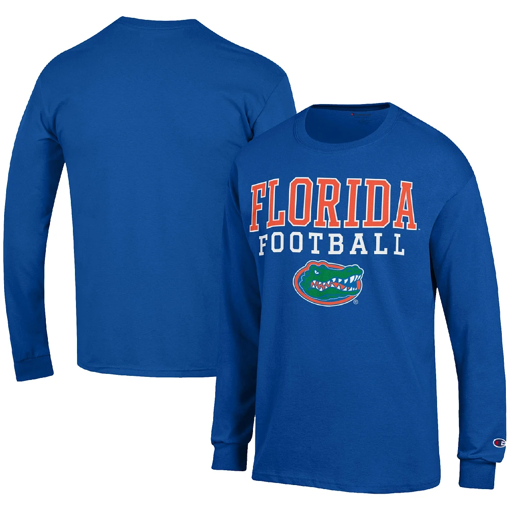 Men's Champion Royal Florida Gators Football Stack Long Sleeve T-Shirt