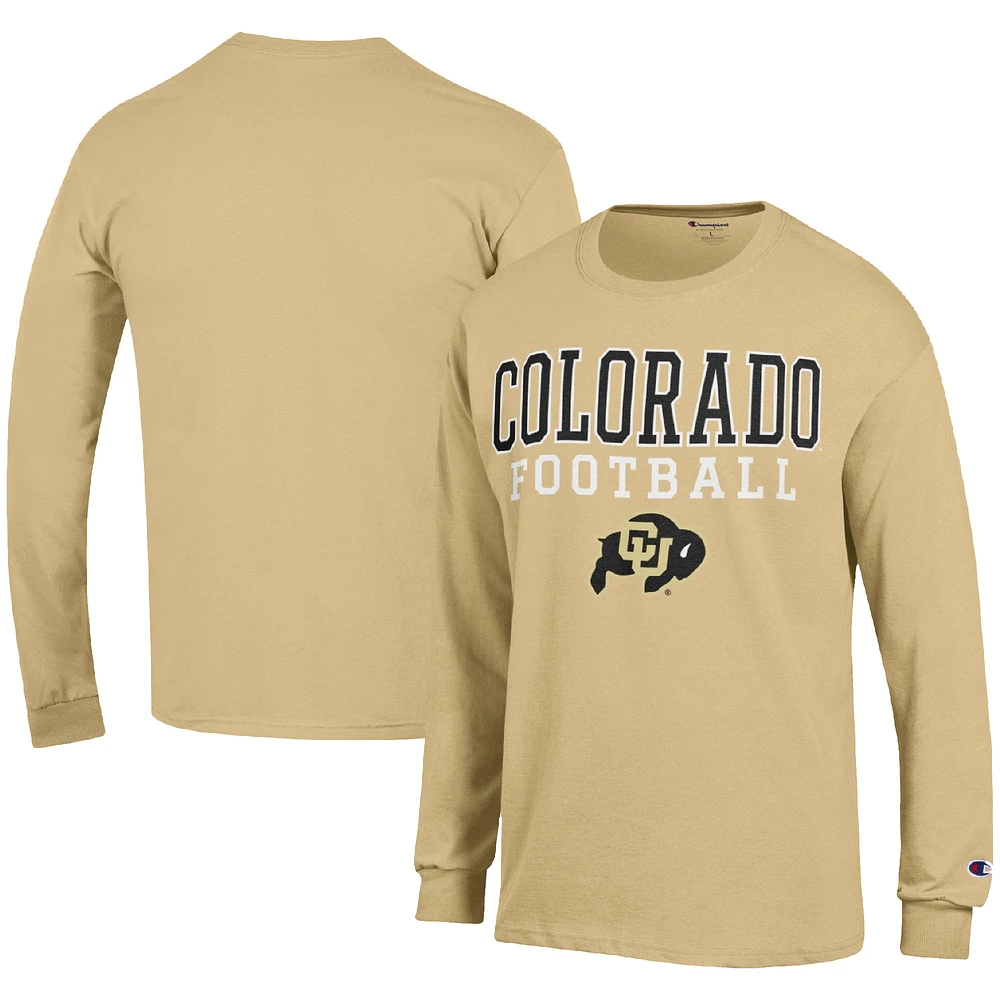 Men's Champion Gold Colorado Buffaloes Football Stack Long Sleeve T-Shirt