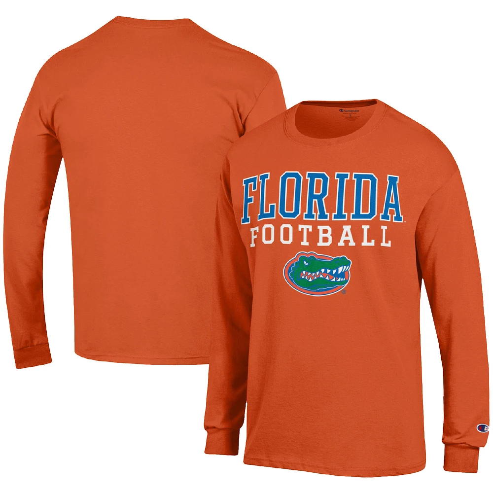 Men's Champion Orange Florida Gators Football Stack Long Sleeve T-Shirt