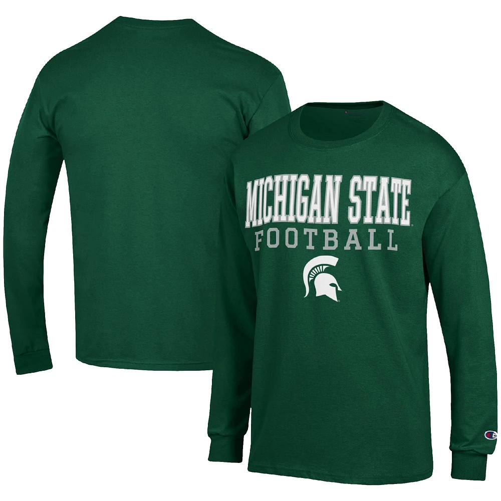 Men's Champion Michigan State Spartans Football Stack Long Sleeve T-Shirt