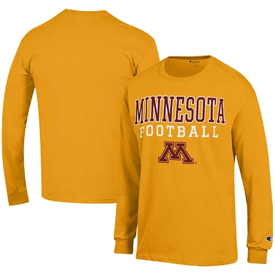 Men's Champion Gold Minnesota Golden Gophers Football Stack Long Sleeve T-Shirt
