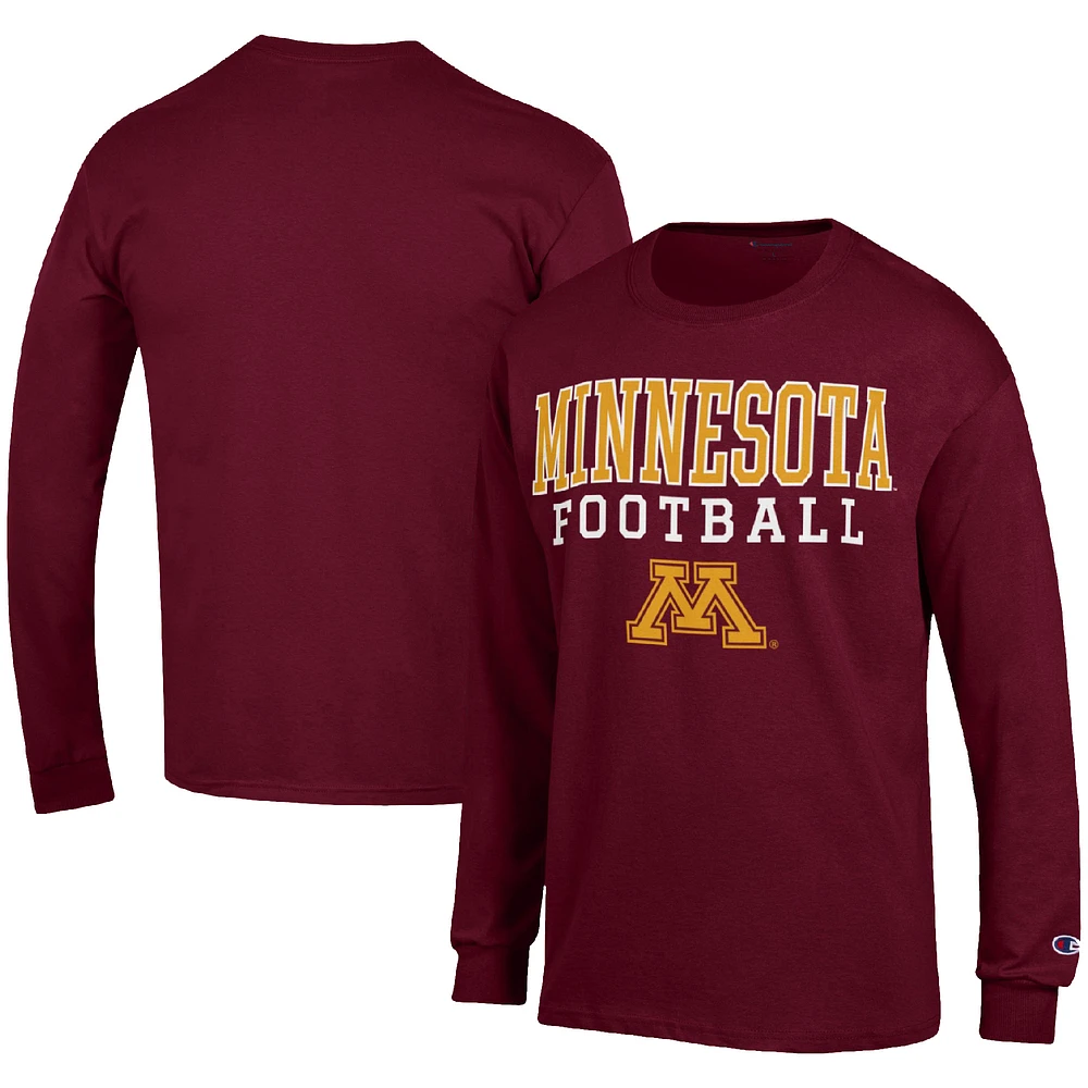 Men's Champion Maroon Minnesota Golden Gophers Football Stack Long Sleeve T-Shirt