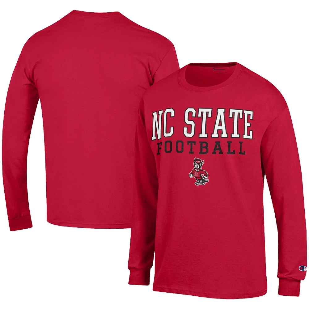 Men's Champion NC State Wolfpack Football Stack Long Sleeve T-Shirt
