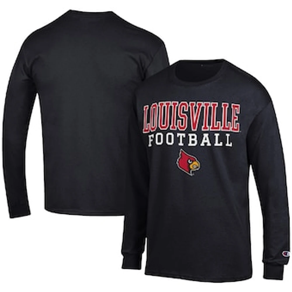 Men's Champion Louisville Cardinals Football Stack Long Sleeve T-Shirt