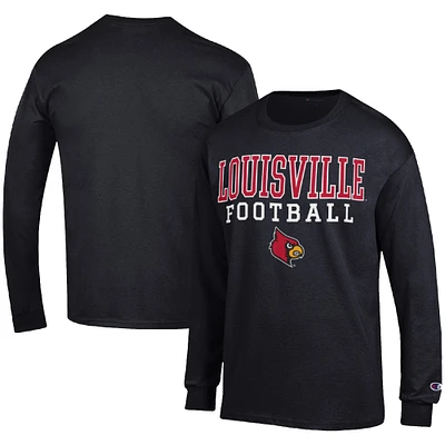 Men's Champion Louisville Cardinals Football Stack Long Sleeve T-Shirt