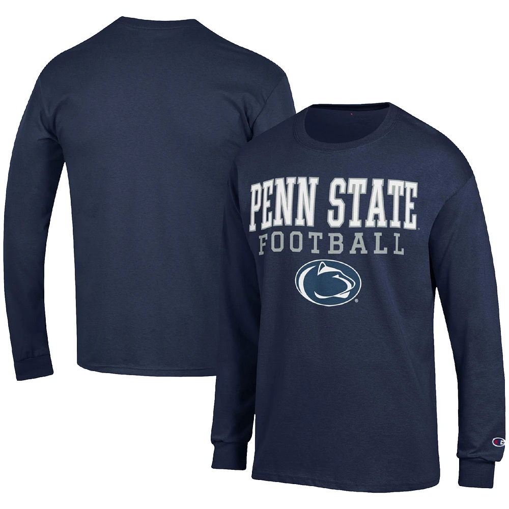 Men's Champion Navy Penn State Nittany Lions Football Stack Long Sleeve T-Shirt