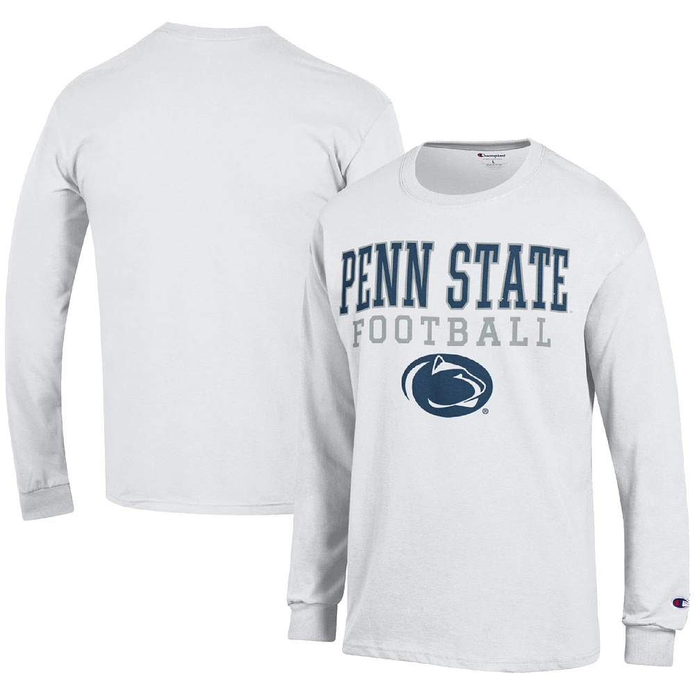 Men's Champion White Penn State Nittany Lions Football Stack Long Sleeve T-Shirt