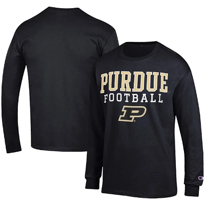 Men's Champion Black Purdue Boilermakers Football Stack Long Sleeve T-Shirt