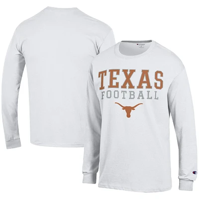 Men's Champion White Texas Longhorns Football Stack Long Sleeve T-Shirt