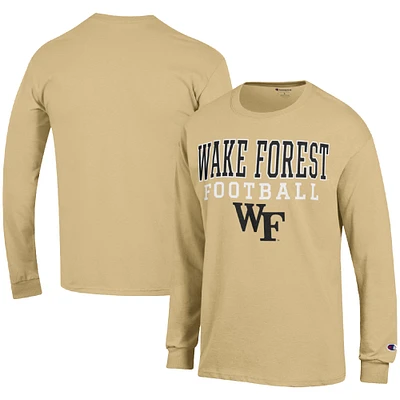 Men's Champion Gold Wake Forest Demon Deacons Football Stack Long Sleeve T-Shirt