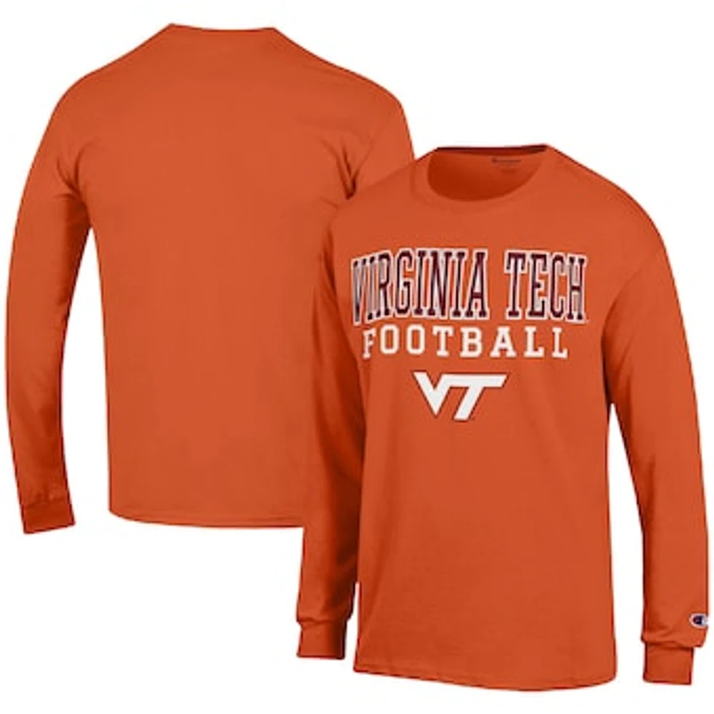 Men's Champion Orange Virginia Tech Hokies Football Stack Long Sleeve T-Shirt
