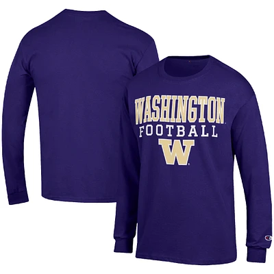 Men's Champion Washington Huskies Football Stack Long Sleeve T-Shirt