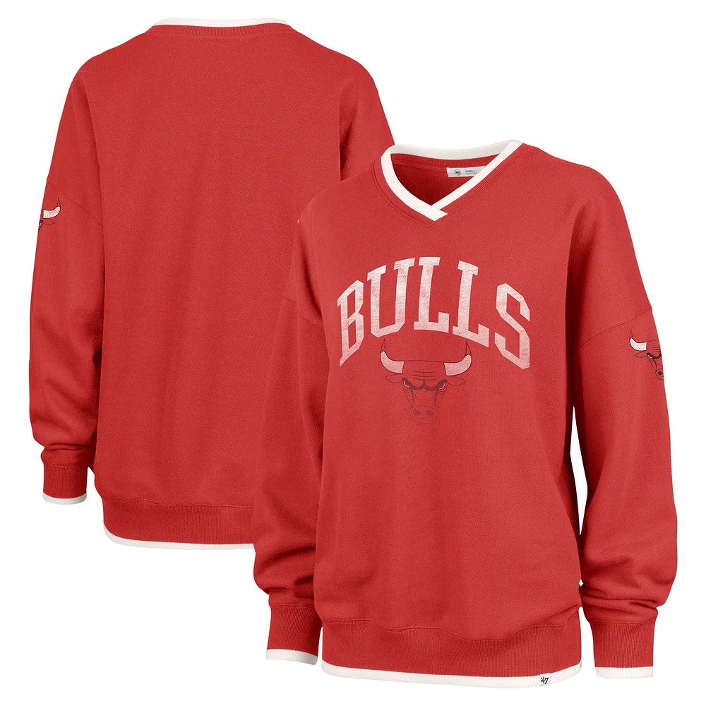 Women's '47 Red Chicago Bulls Rise Wax Pack Daze '80s Oversize Pullover Sweatshirt