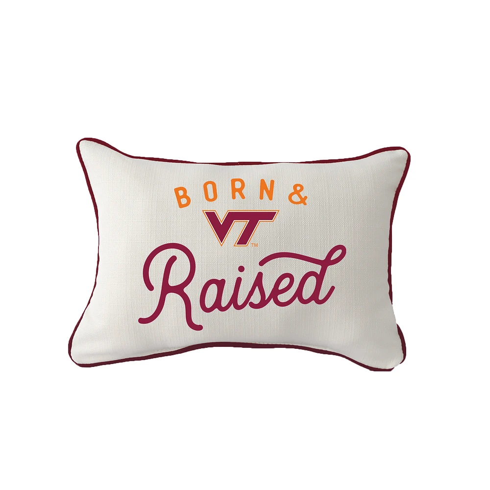 Little Birdie Virginia Tech Hokies Born & Raised Piped Pillow