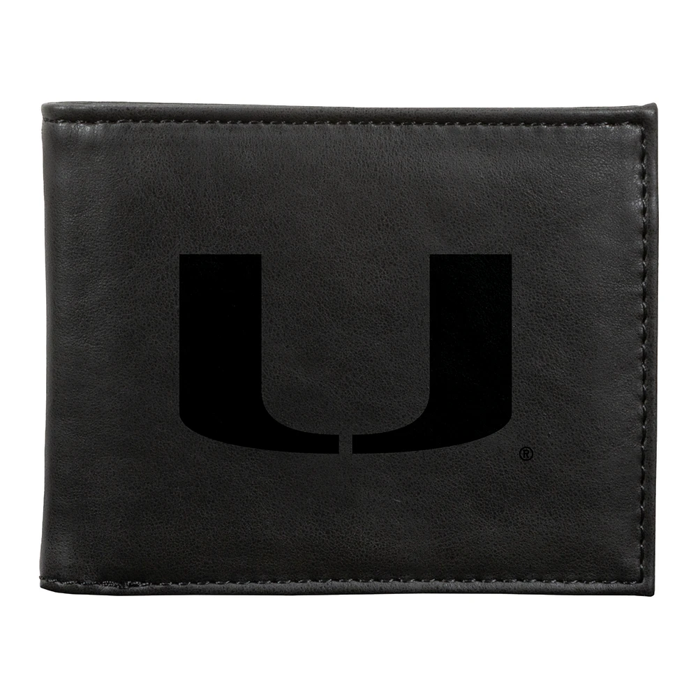 Black Miami Hurricanes Billfold Wallet
