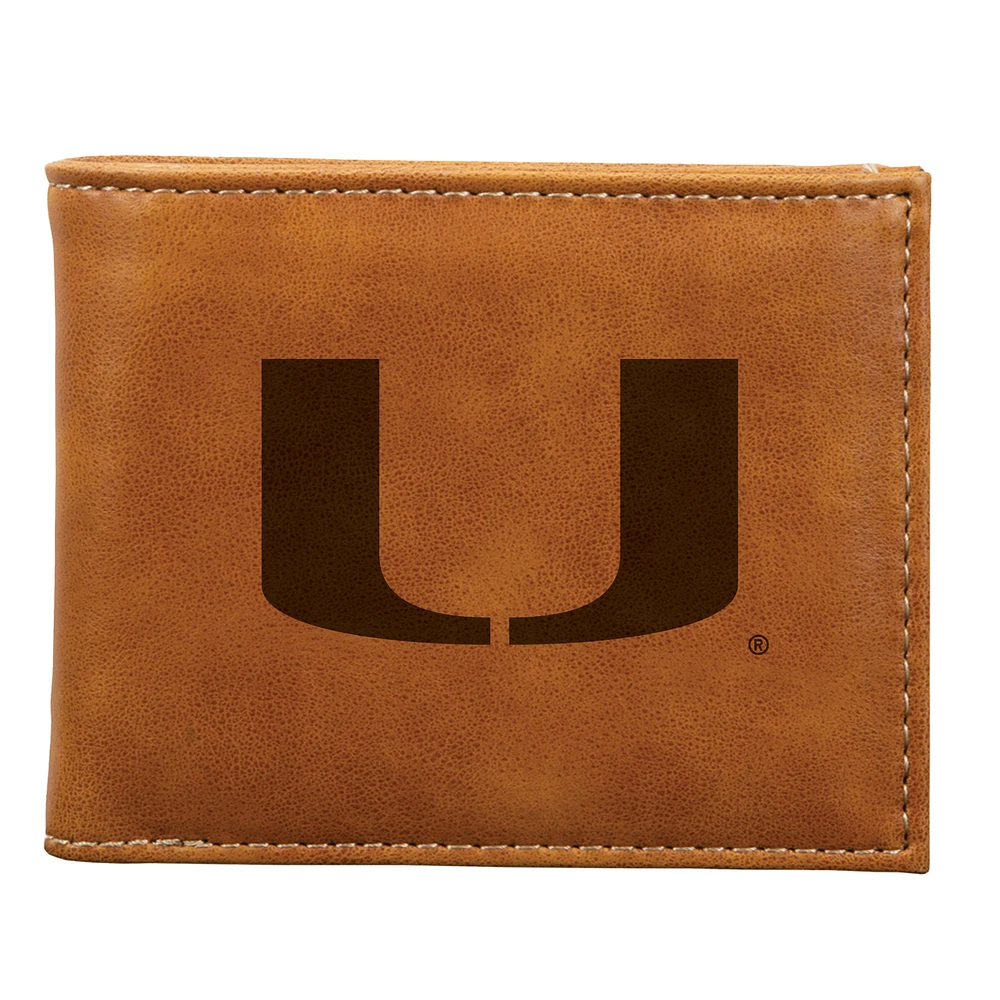 Brown Miami Hurricanes Billfold Wallet
