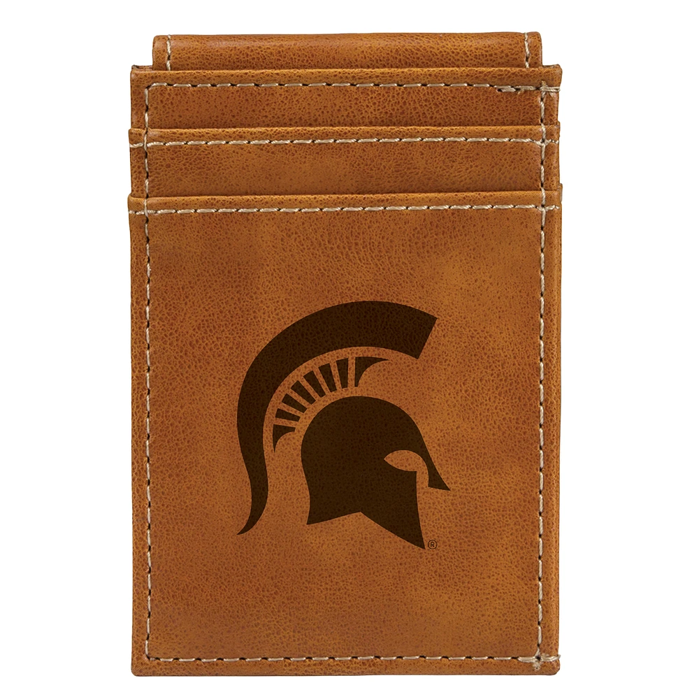 Brown Michigan State Spartans Front Pocket Wallet