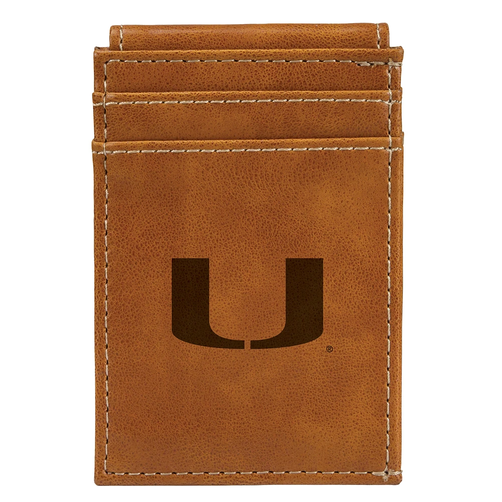 Brown Miami Hurricanes Front Pocket Wallet