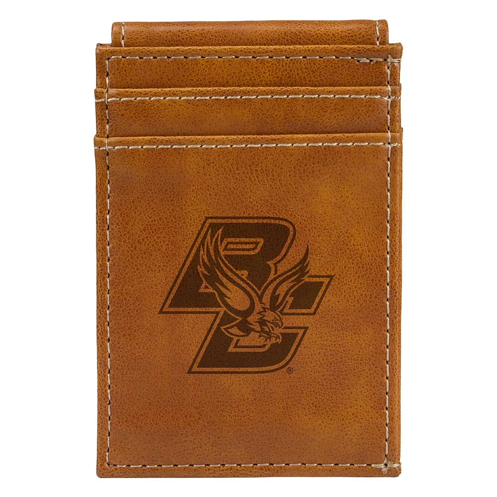 Brown Boston College Eagles Front Pocket Wallet