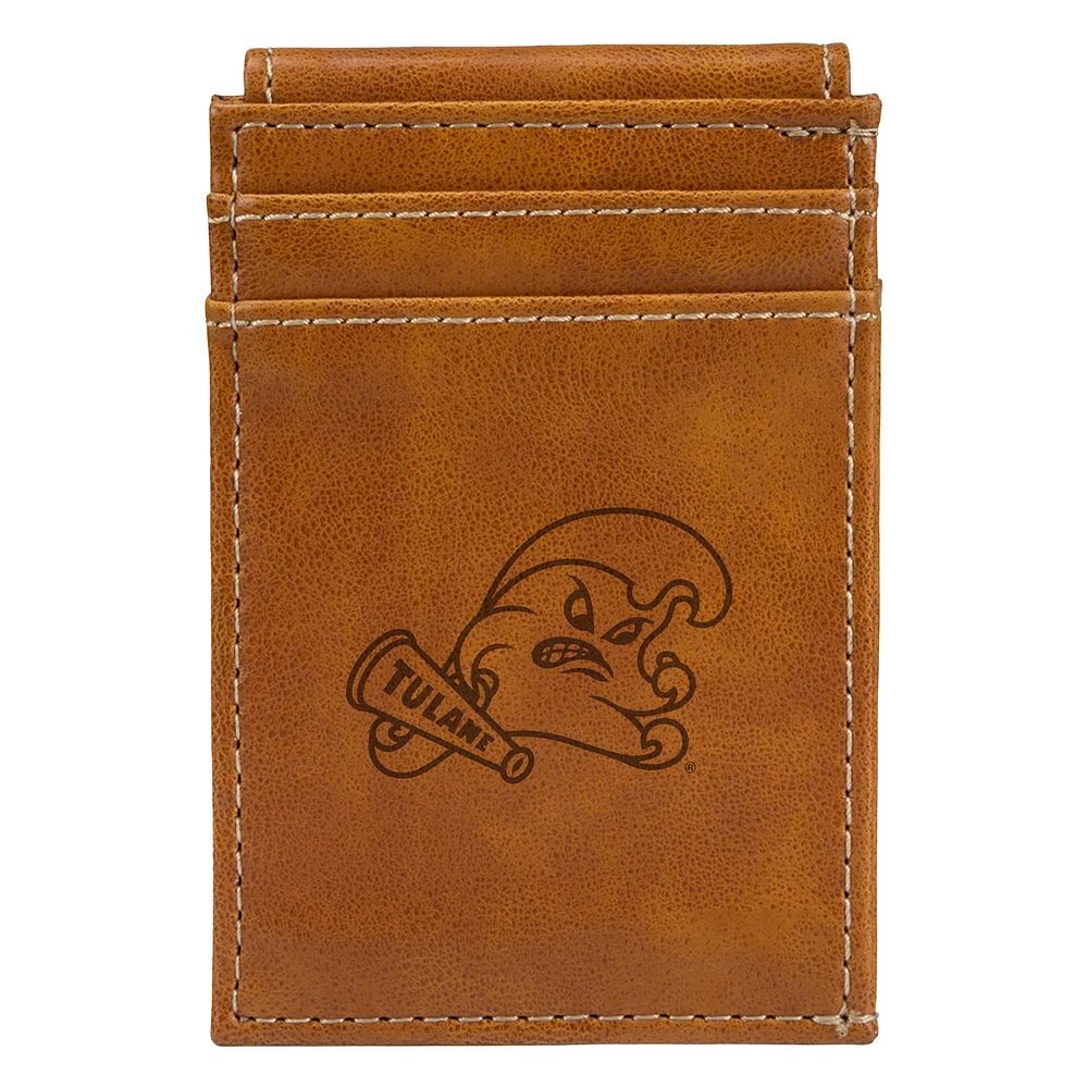 Brown Tulane Green Wave Front Pocket Wallet