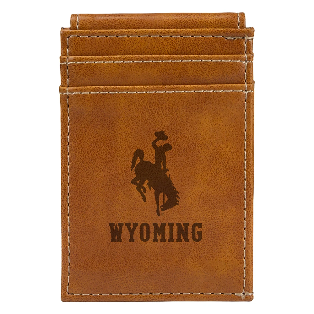 Brown Wyoming Cowboys Front Pocket Wallet