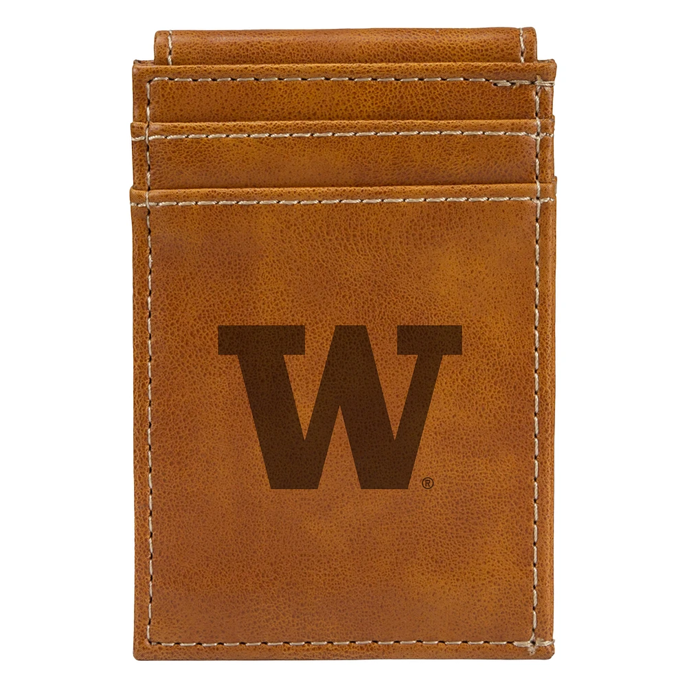 Brown Washington Huskies Front Pocket Wallet