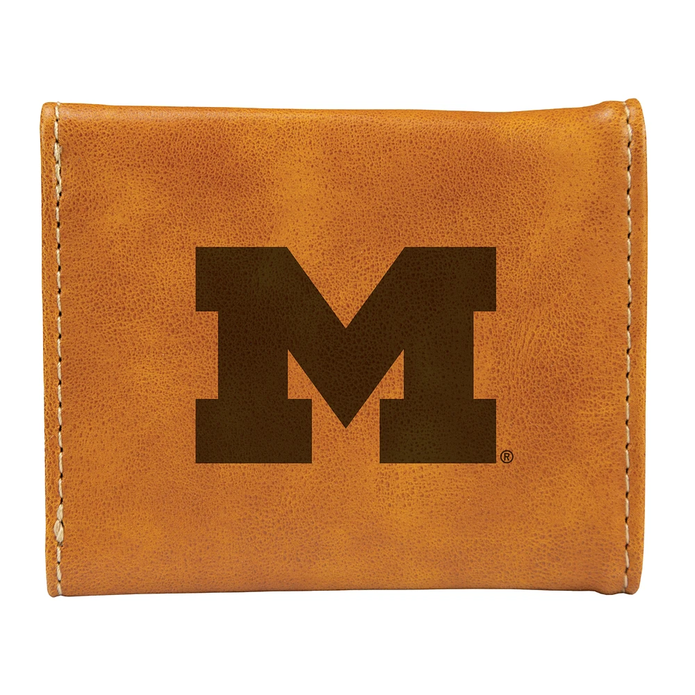 Brown Michigan Wolverines Trifold Wallet