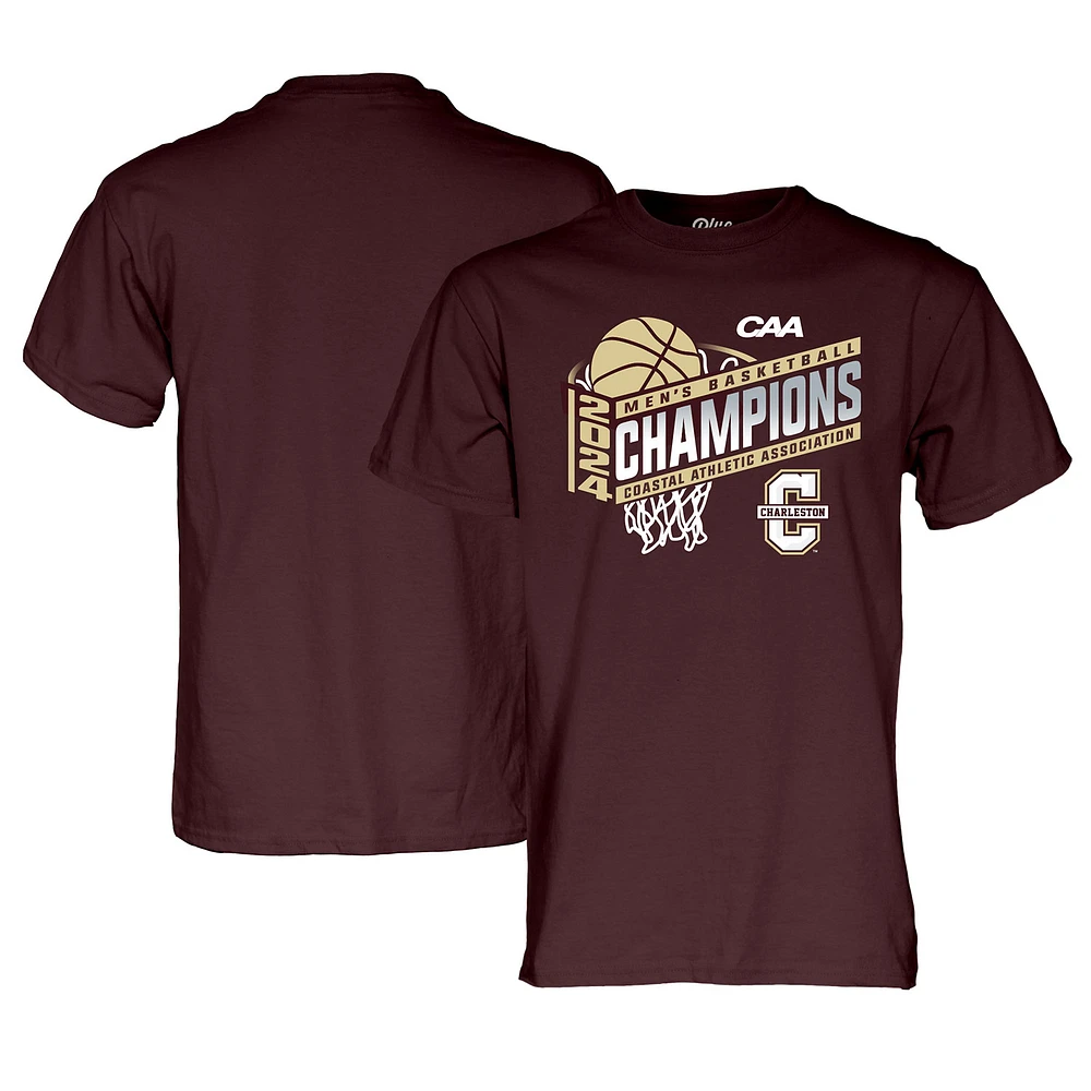 Unisex Blue 84 Maroon Charleston Cougars 2024 CAA Men's Basketball Conference Tournament Champions Locker Room T-Shirt
