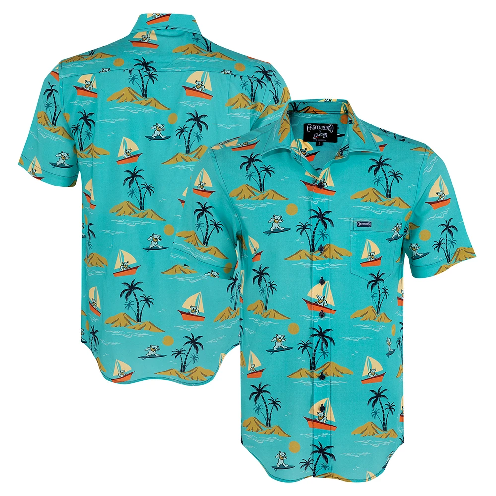 Men's Section 119 Teal The Grateful Dead Sailboats & Bears Button-Up Shirt