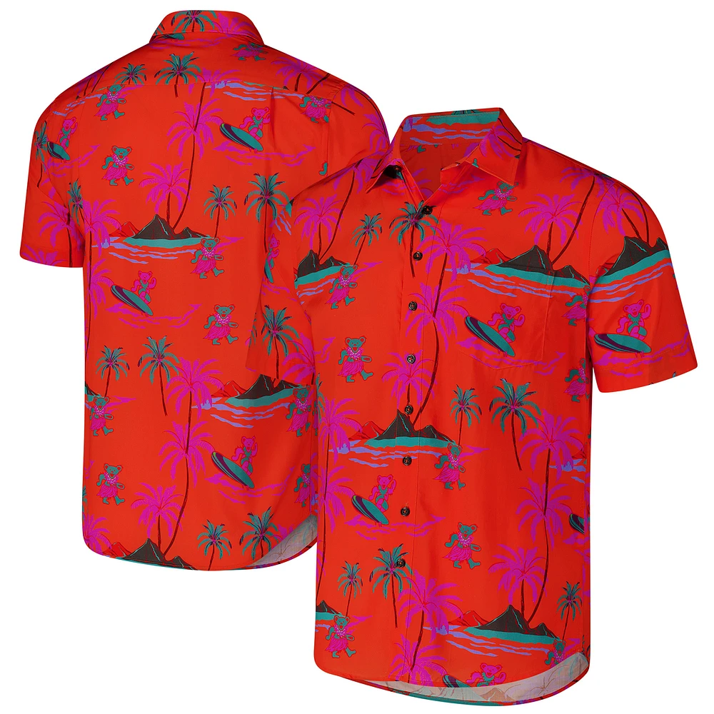 Men's Section 119 Orange The Grateful Dead Island Bear Button-Up Shirt
